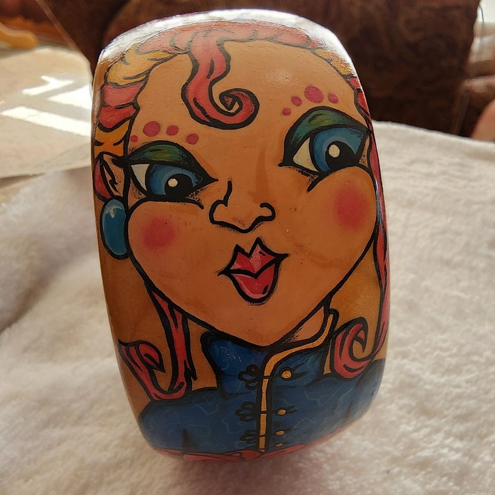 Hand-Painted Statement Bangle Bracelet Bold Pop A… - image 1